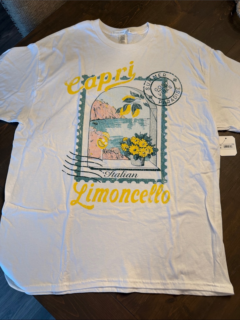 NWT Altar’d State Capri Limoncello Tee Size L/XL Relaxed Fit